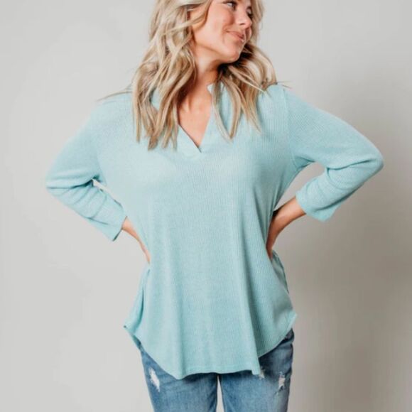 Mint Mandarin Collar Top - Picture 1 of 3